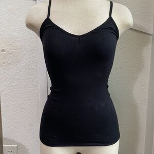 Women's Seamless Shapewear Cami Tank Top Medium M Black Ribbed Compression NEW